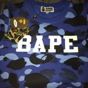 Bape blue camo crewneck